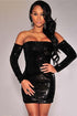 Sexy Black Sequins Off-the-shoulder Club Dress